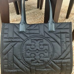 Tory Burch Ella Small Tote Black Basketweave